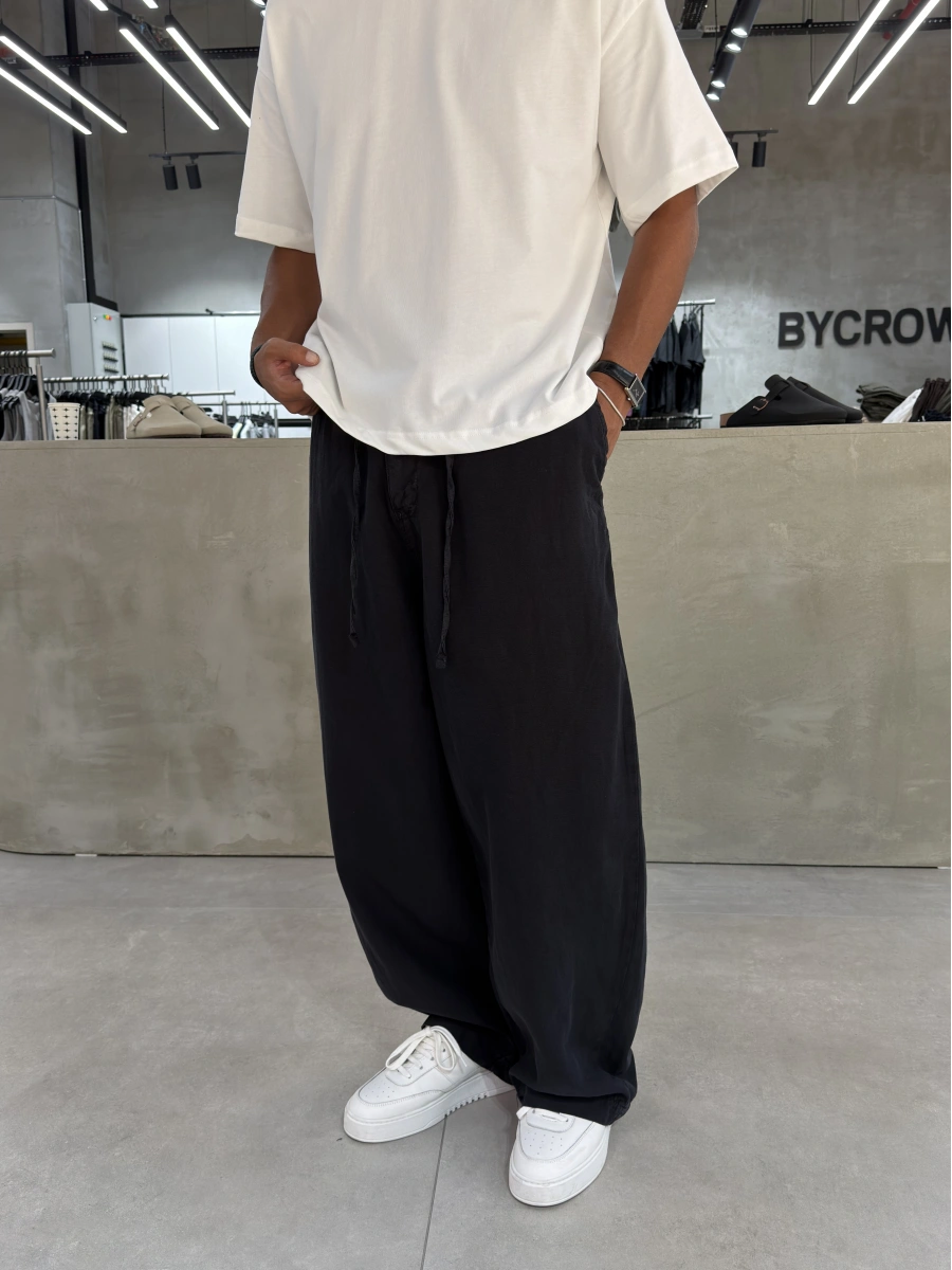 Siyah Premium Keten Süper Baggy