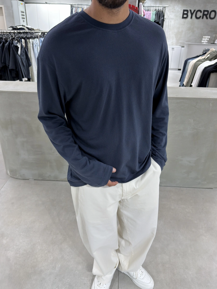 Lacivert Pamuk İnce Basic Sweat