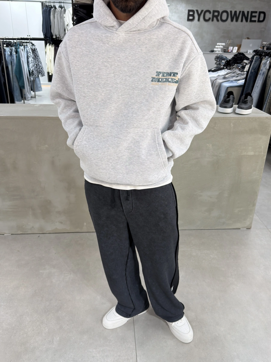 Gri Yıkamalı Mixes Oversize Sweatshirt