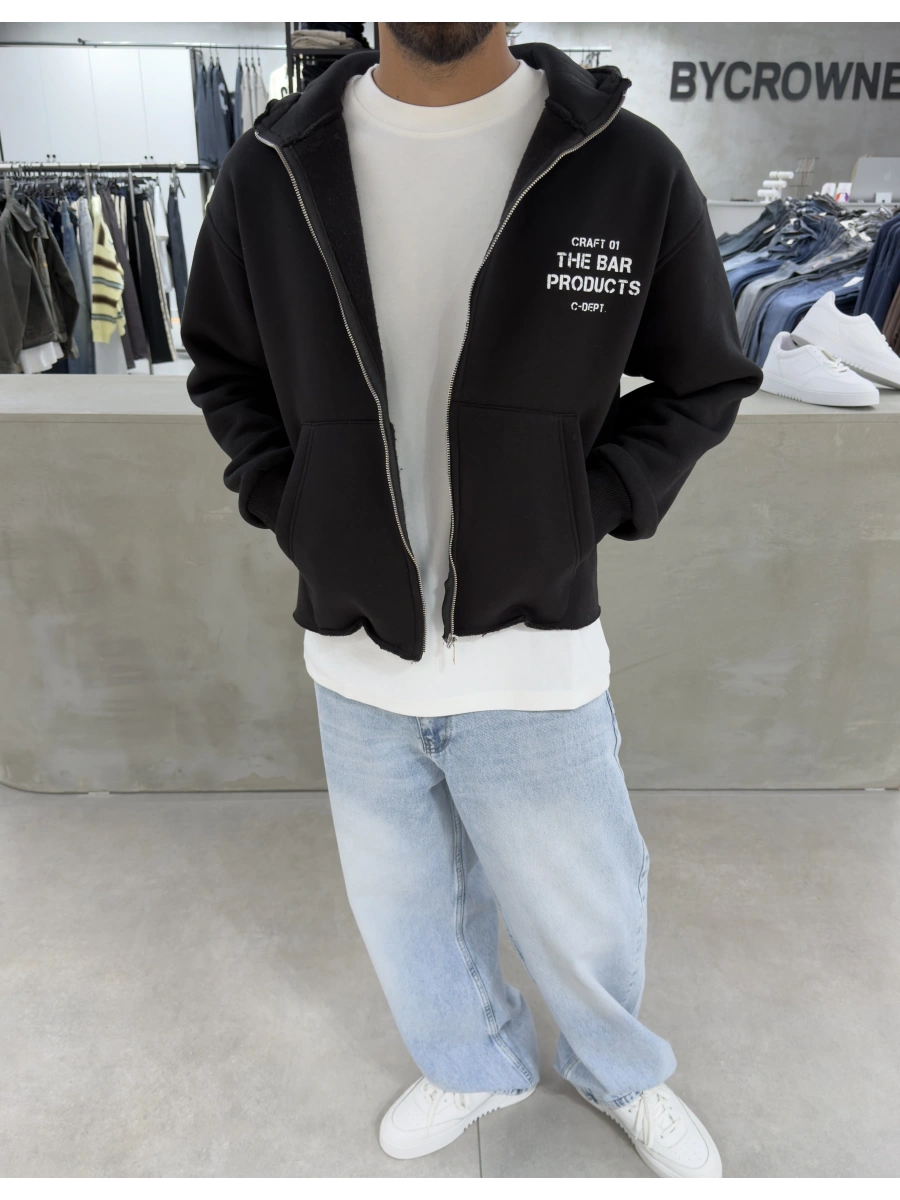 Siyah Craft Oversize Hırka
