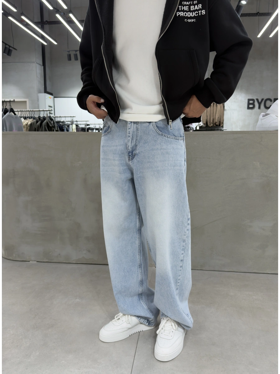 Buz Mavi Cep Baskılı Baggy Eşofman