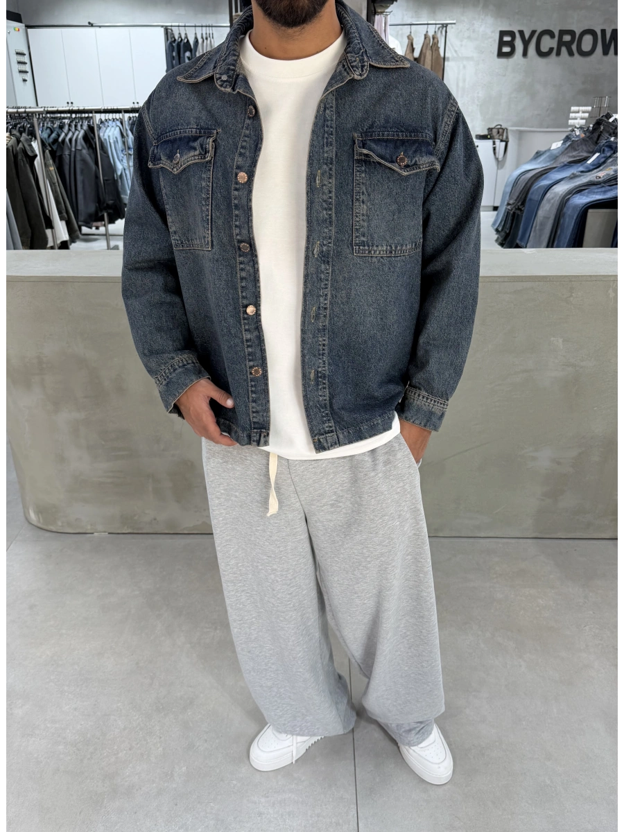 Koyu Mavi Premium Oversize Denim Ceket