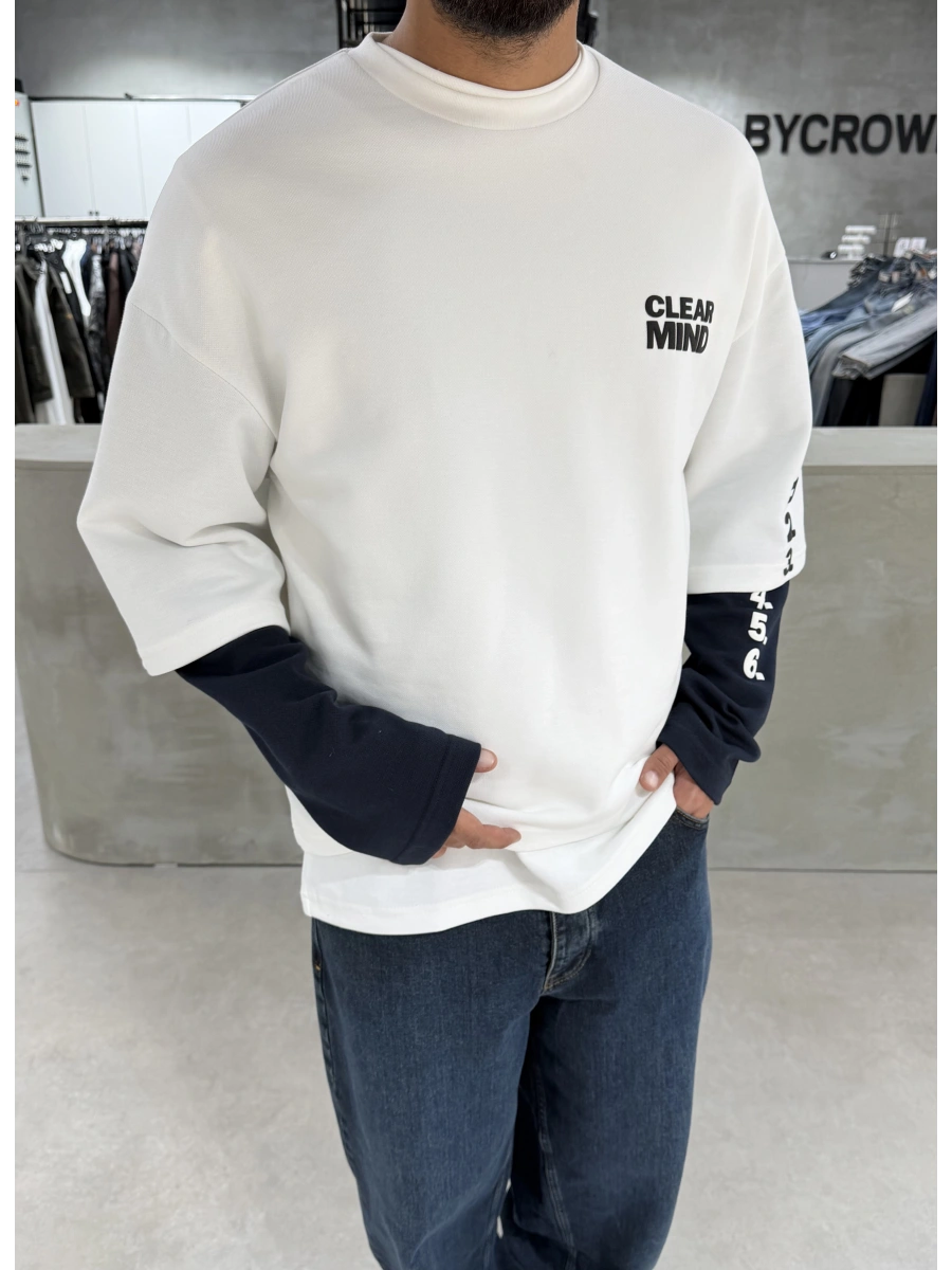 Beyaz Mind 6 Oversize Sweat