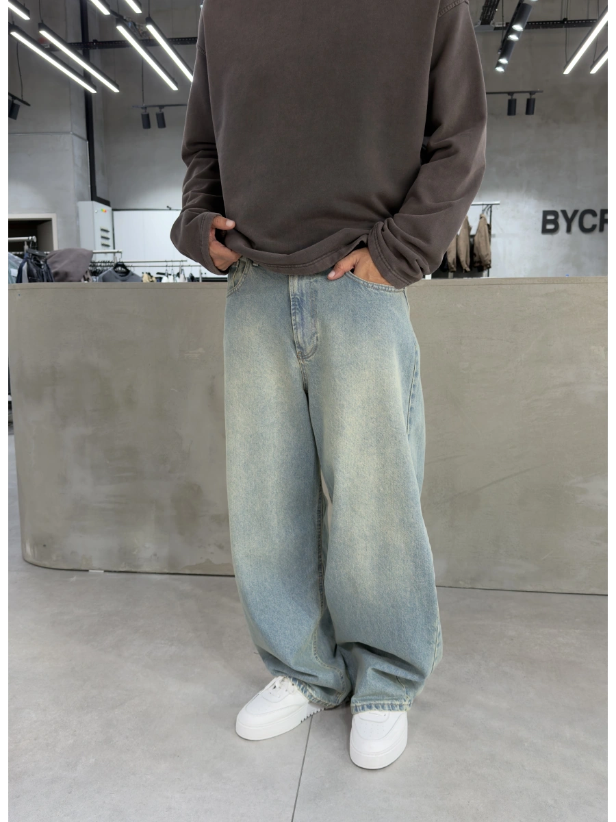 Buz Mavi Life Eskitme Bol Kalıp Baggy Jean