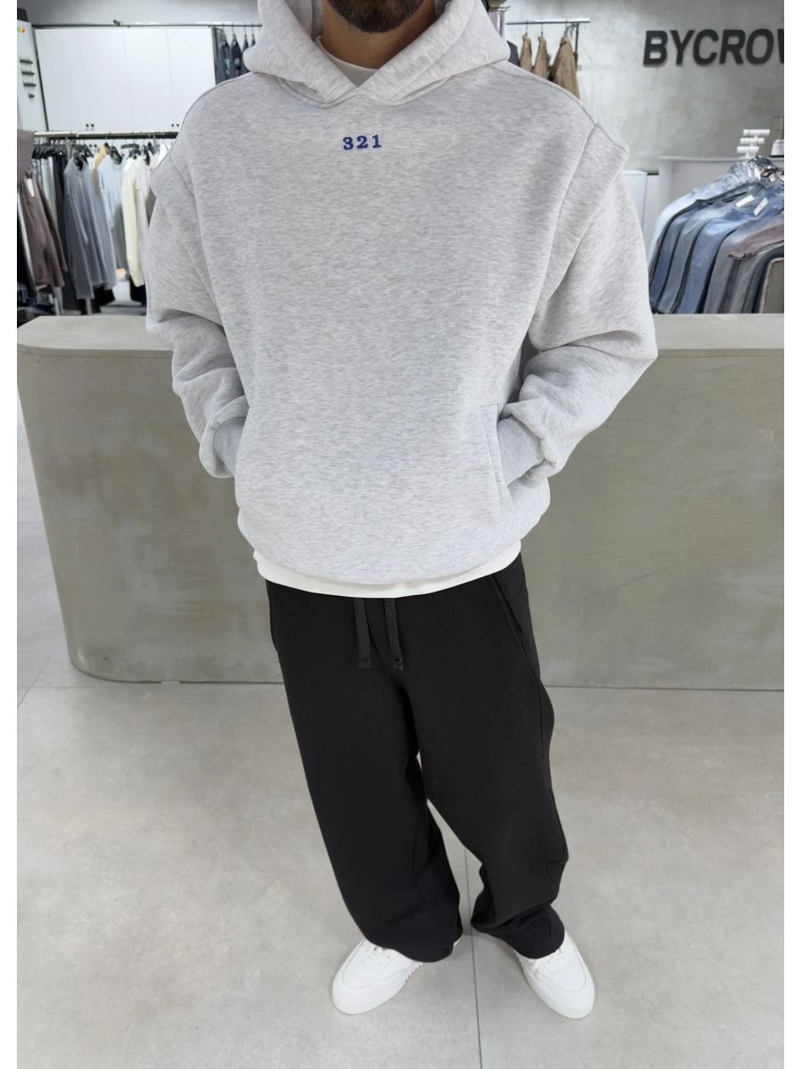 321 Gri Yıkamalı Oversize Sweatshirt
