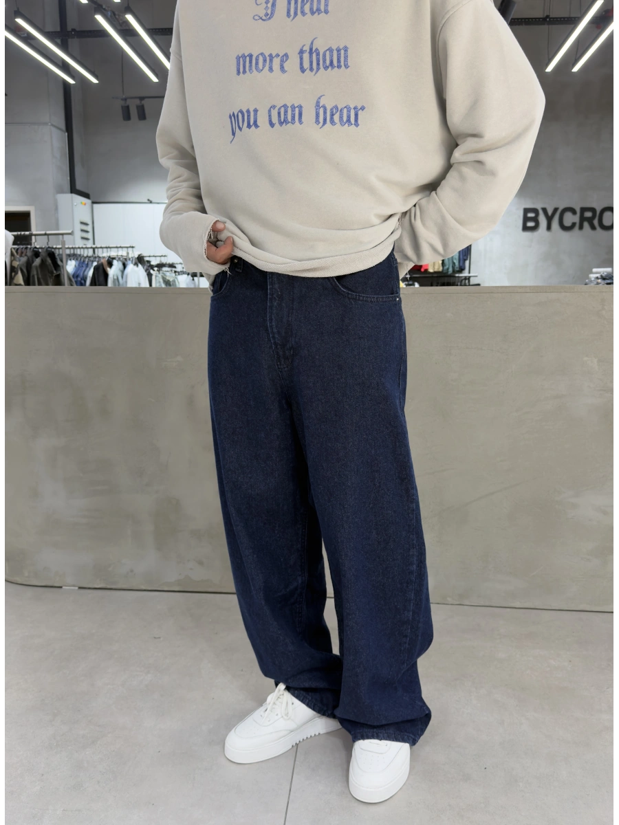Lacivert Life Eskitme Bol Kalıp Baggy Jean