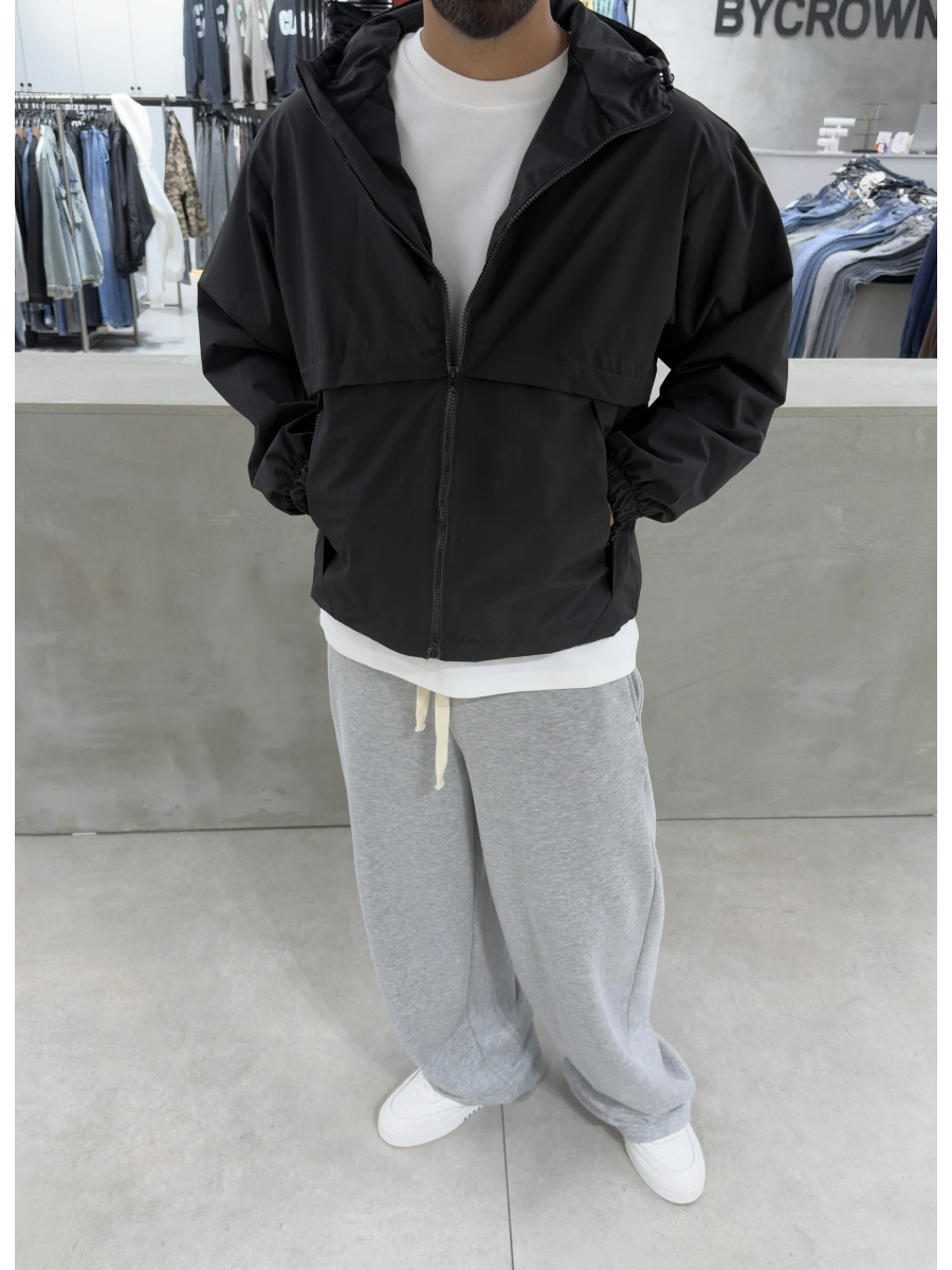 Siyah Premium Oversize Yağmurluk Mont