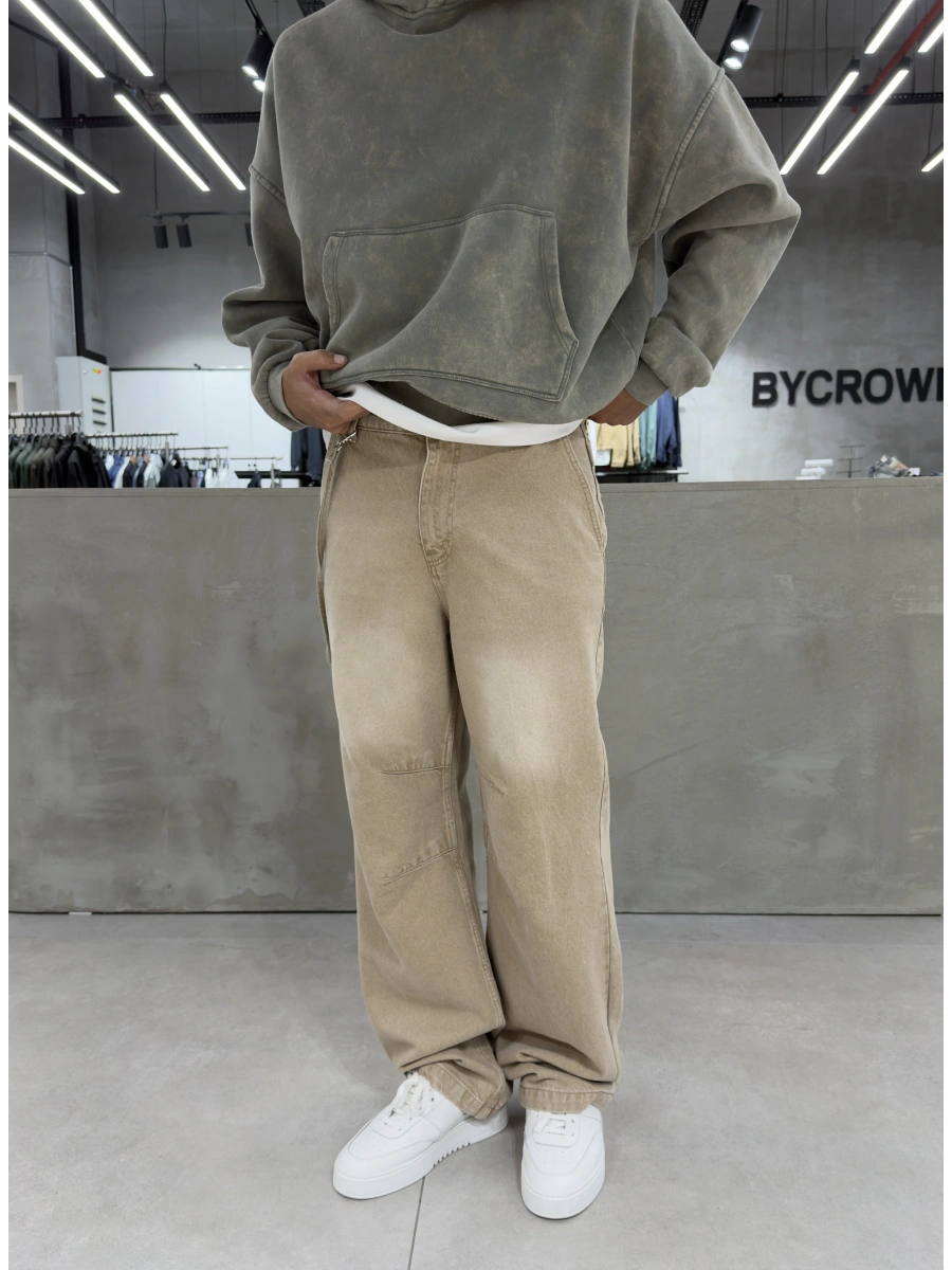 Bej Premium Style Baggy Jean