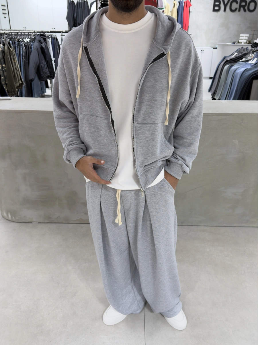 Gri Melange Premium Oversize Eşofman Takım