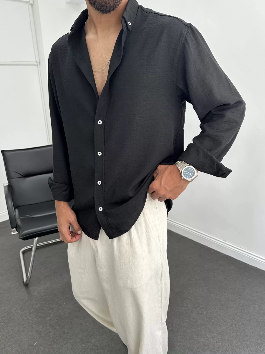Siyah Premium Oversize Gömlek