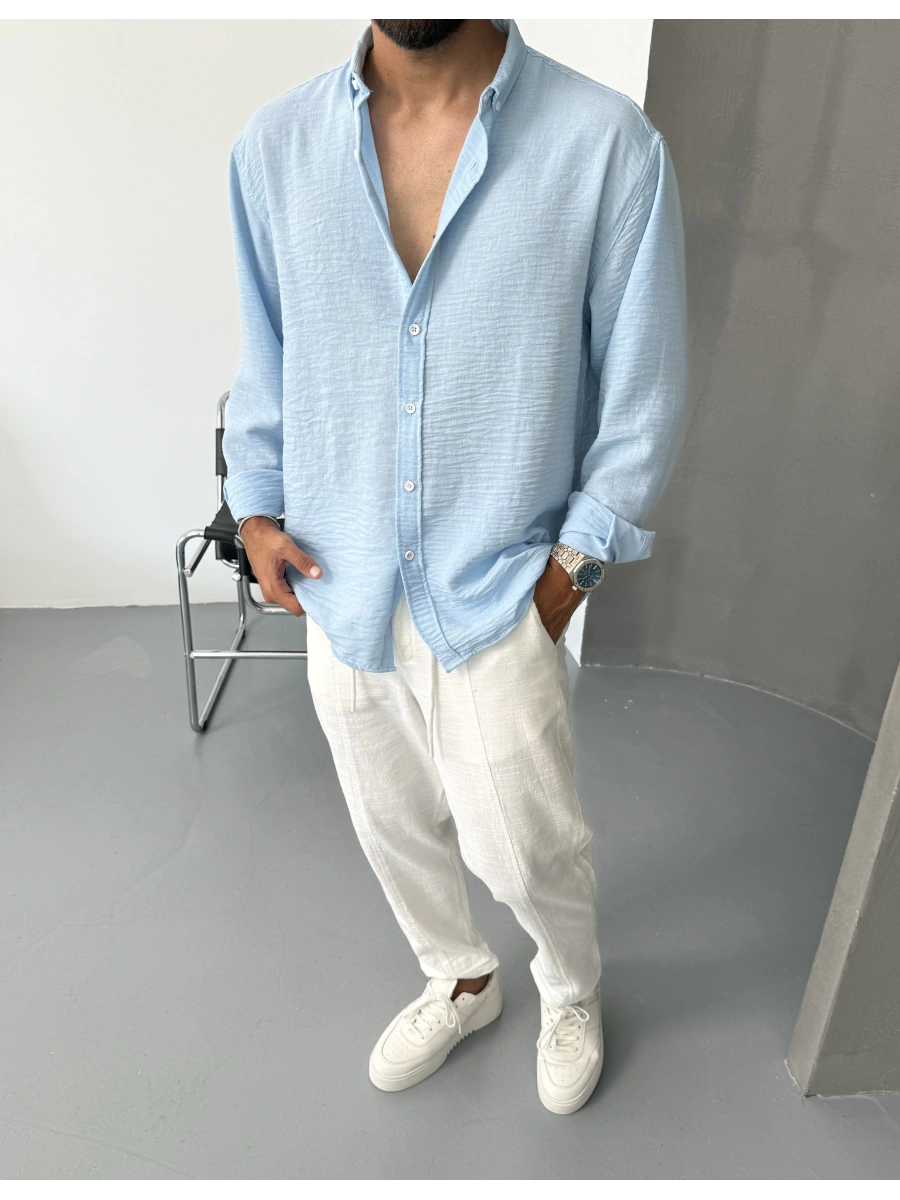 Bebe Mavi Premium Oversize Gömlek