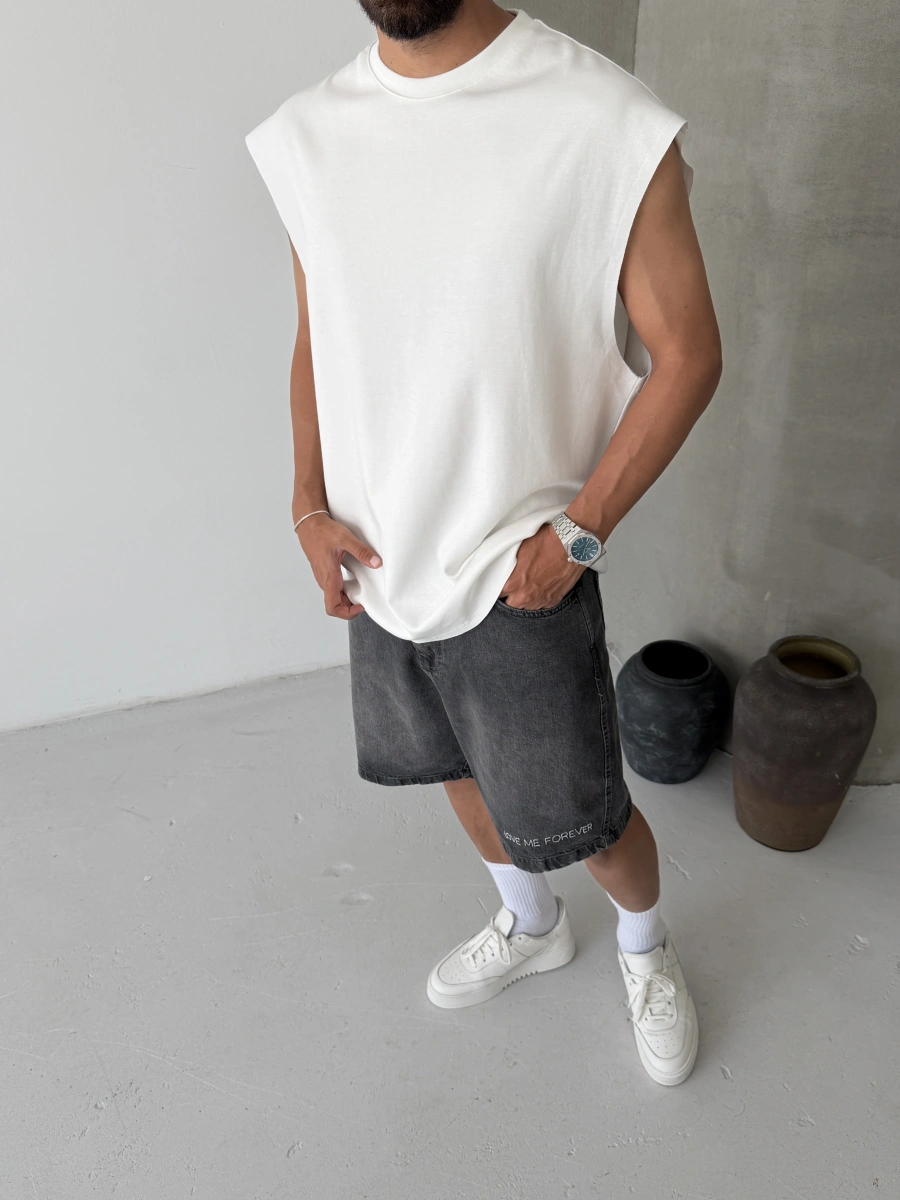 Beyaz Basic Oversize Atlet