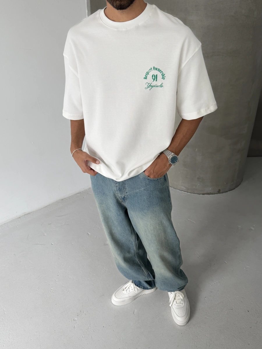 Beyaz Respect Oversize Tshirt