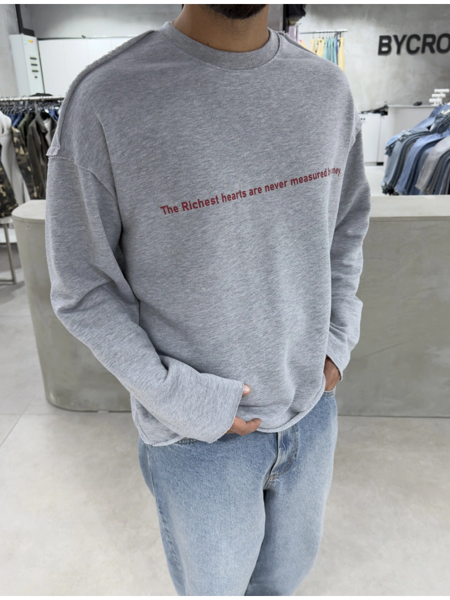 Gri Melange Money Oversize Sweat