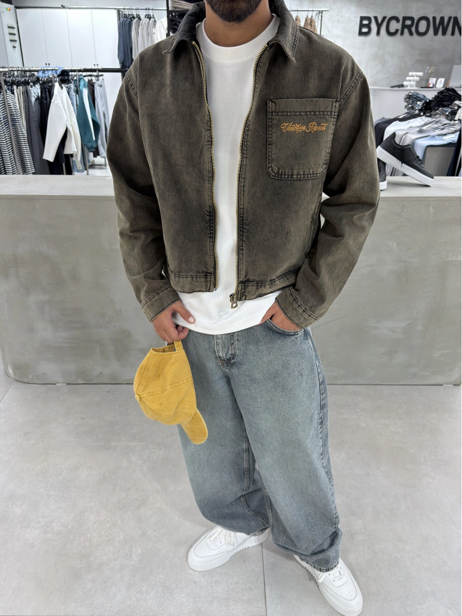 Kahve Premium Vintage Oversize Boxy Ceket