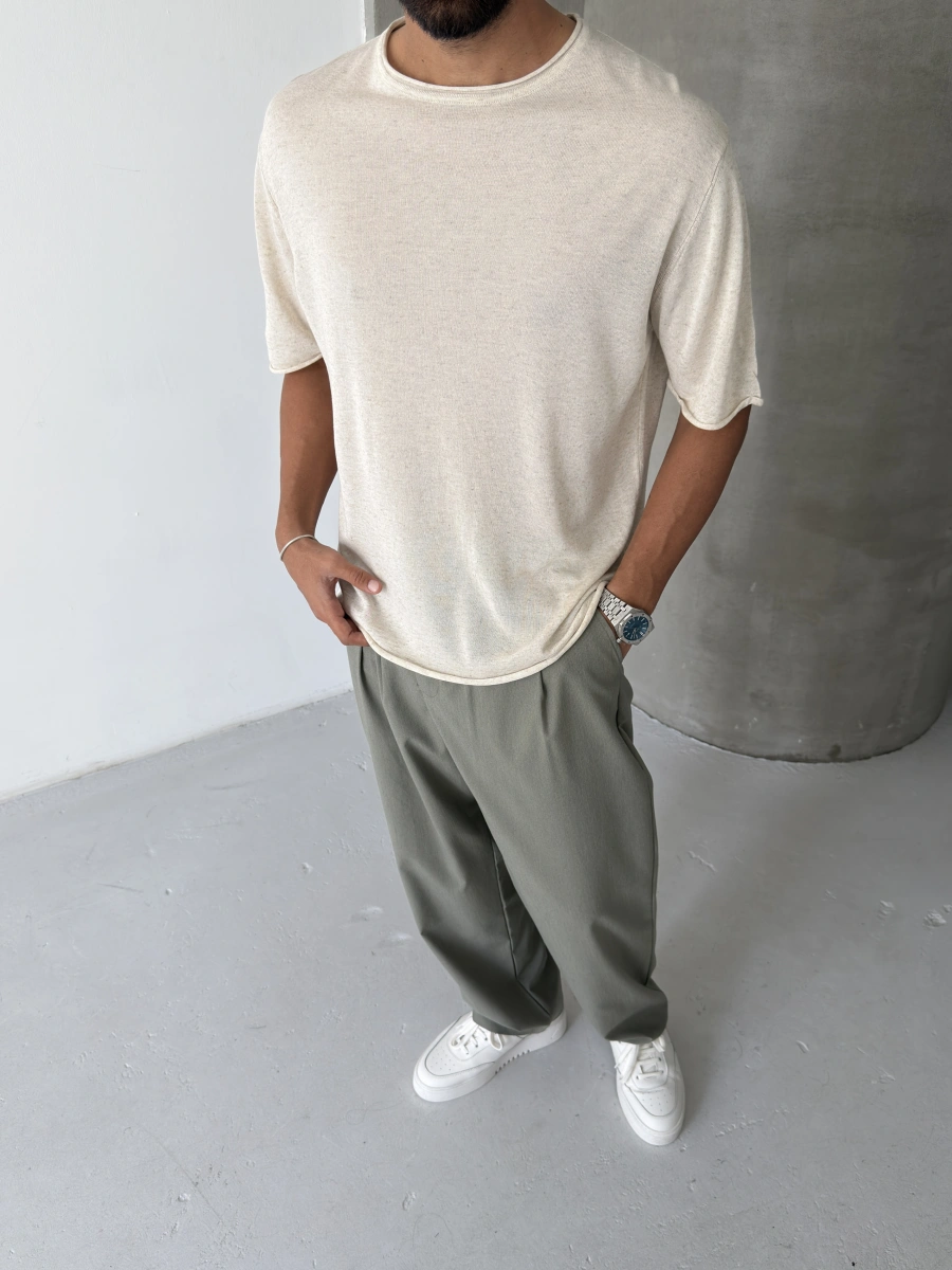 Krem Keten Oversize T-shirt