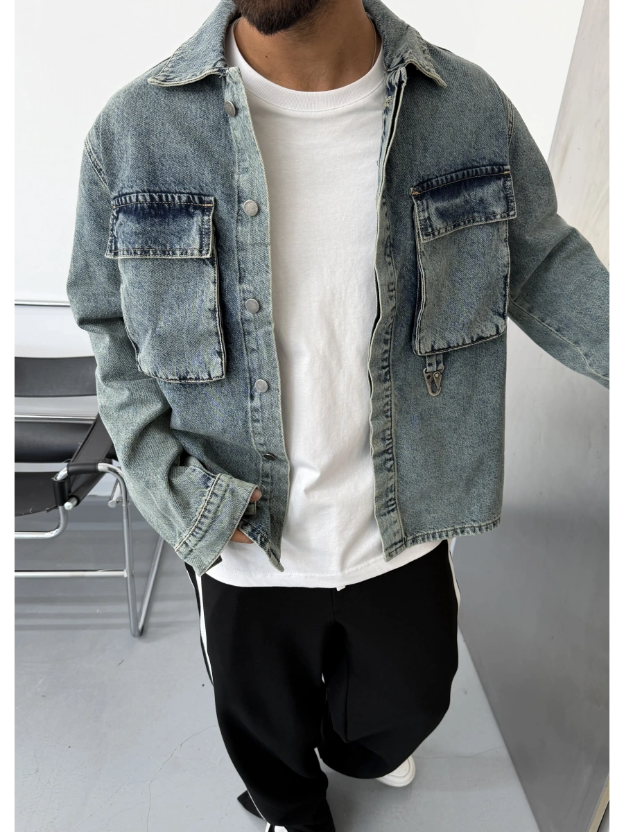 Mavi Eskitme Aksesuar Detay Denim Ceket