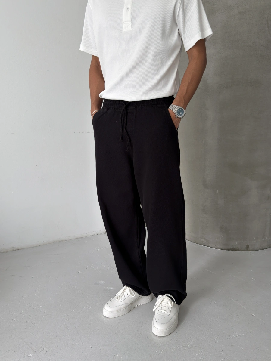 Siyah Gabardin Ekstra Bol Baggy