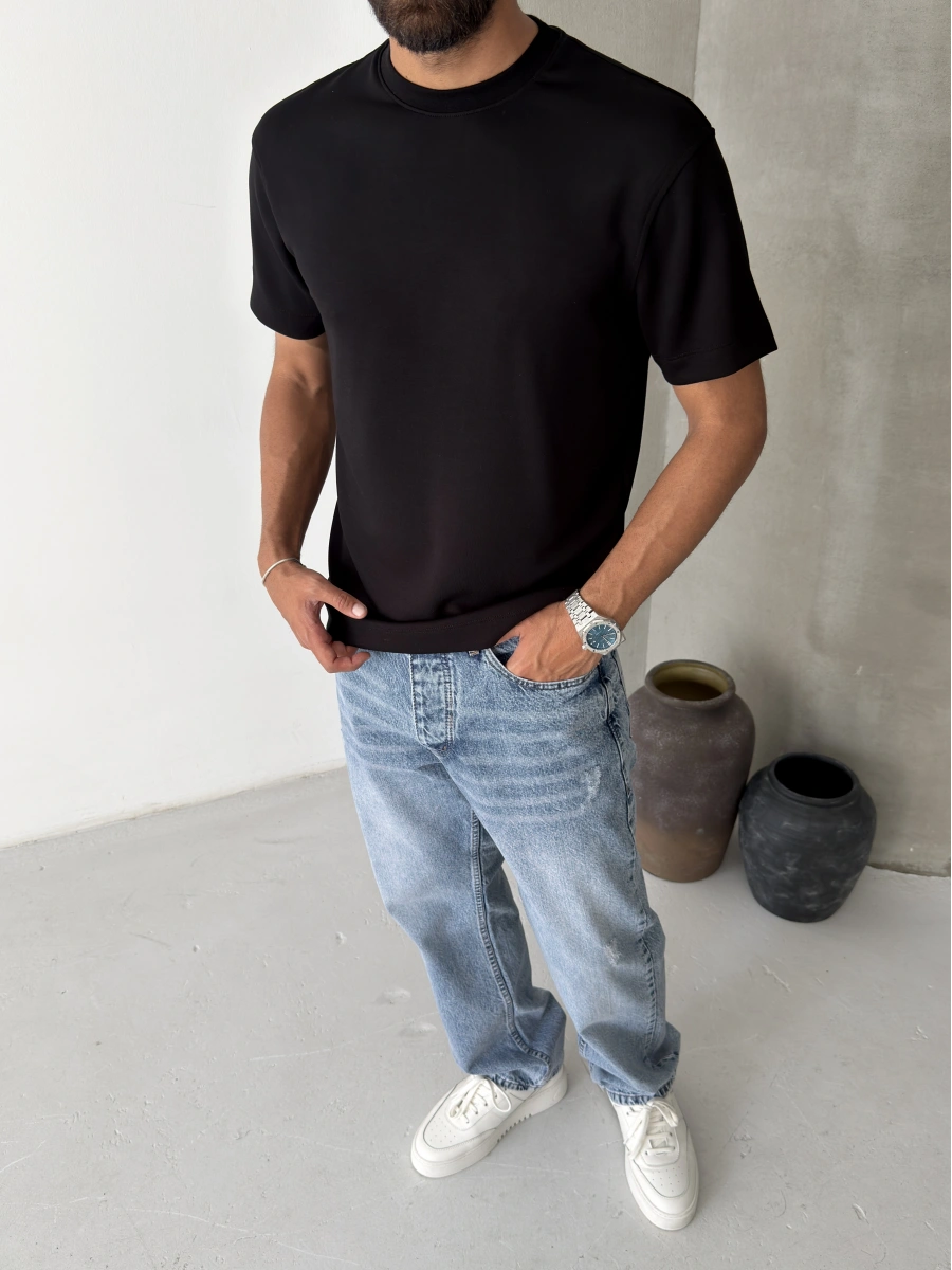 Siyah Modal Regular T-shirt