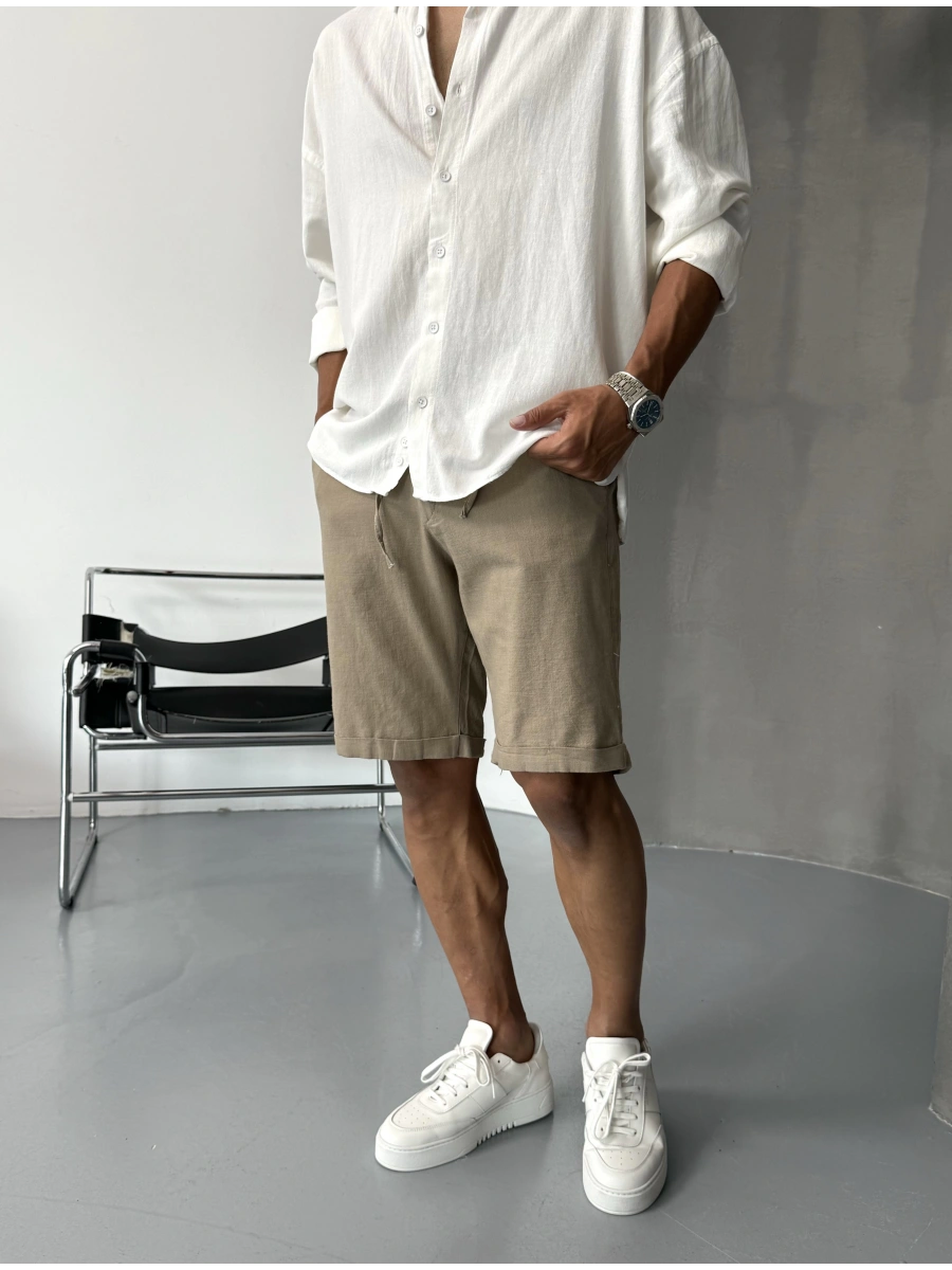 Sütlü Kahve Premium Linen Şort