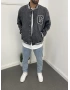 Antrasit Kolları Suni Deri Denim Kolej Ceket