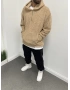 Bej Kapişonlu Peluş Sweatshirt