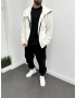 Beyaz Oversize Boğazlı Peluş Hırka