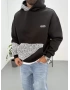 Siyah Baskı Detay Kapişonlu Sweatshirt