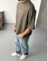 Kahve Yıkamalı Young Oversize T-Shirt