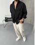 Premium Siyah Keten Oversize Gömlek