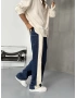 Mavi Şerit Detay Baggy Jean