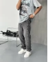 Antrasit Eskitme Şerit Baggy