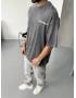 Gri Yıkamalı Eskitme Oversize Tshirt