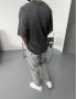 Gri Yıkamalı Eskitme Oversize Tshirt