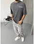 Gri Yıkamalı Eskitme Oversize Tshirt