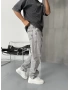 Gri Çizgi Detay Baggy Jean