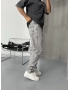 Gri Çizgi Detay Baggy Jean