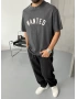 Antrasit Wanted Yıkamalı Oversize T-Shirt