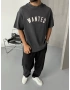 Antrasit Wanted Yıkamalı Oversize T-Shirt