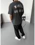 Antrasit Wanted Yıkamalı Oversize T-Shirt