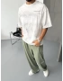 Beyaz Gölge Detay Oversize T-Shirt
