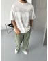 Beyaz Gölge Detay Oversize T-Shirt