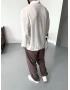 Beyaz Tensel Desenli Oversize Gömlek