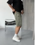 Haki Yıkamalı Bol Kalıp Şort