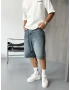 Mavi Eskitme Baggy Bol Kalıp Şort