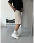 Krem Yıkamalı Basic Bol Kalıp Şort