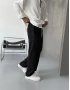 Siyah Kırınkıl Keten Bol Kalıp Baggy