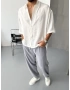 Beyaz Kısa Kollu Tensel Oversize Gömlek