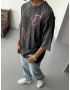 Antrasit Baskılı Oversize T-Shirt