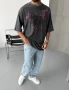 Antrasit Baskılı Oversize T-Shirt